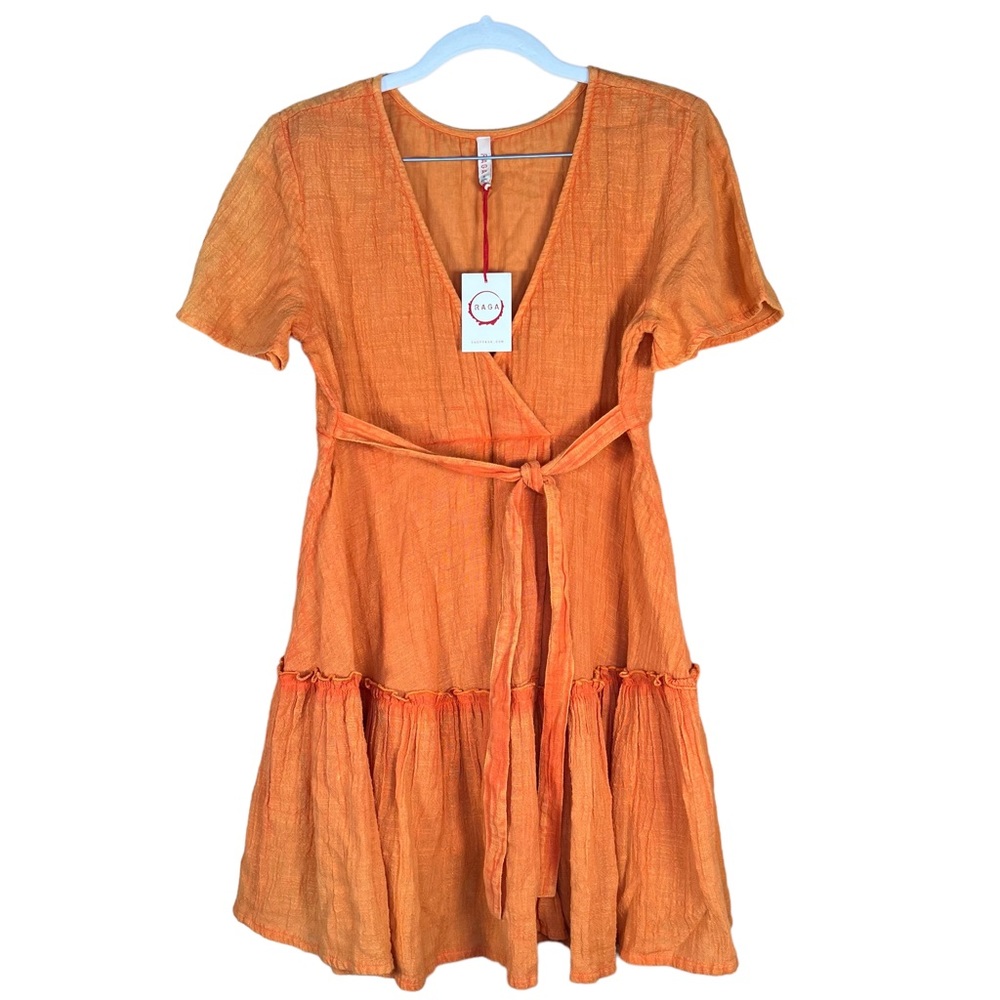Raga Sienna Short Wrap Sample Dress Lightweight Gauzy & Lined Small NWT
